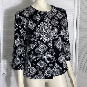 Women's Coldwater Creek Black White Floral Kimono Jacket‎ 16